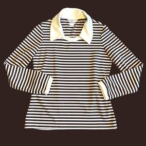 JCPenny Vintage Brown Striped Polo Top small